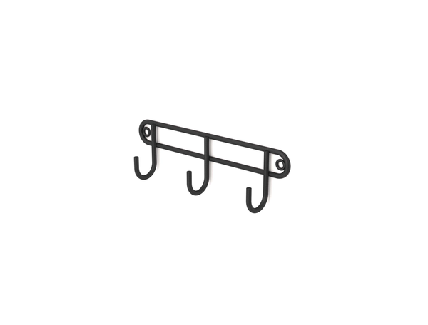 3 hook rack (wall mounted) Matt Black - Steelcraft