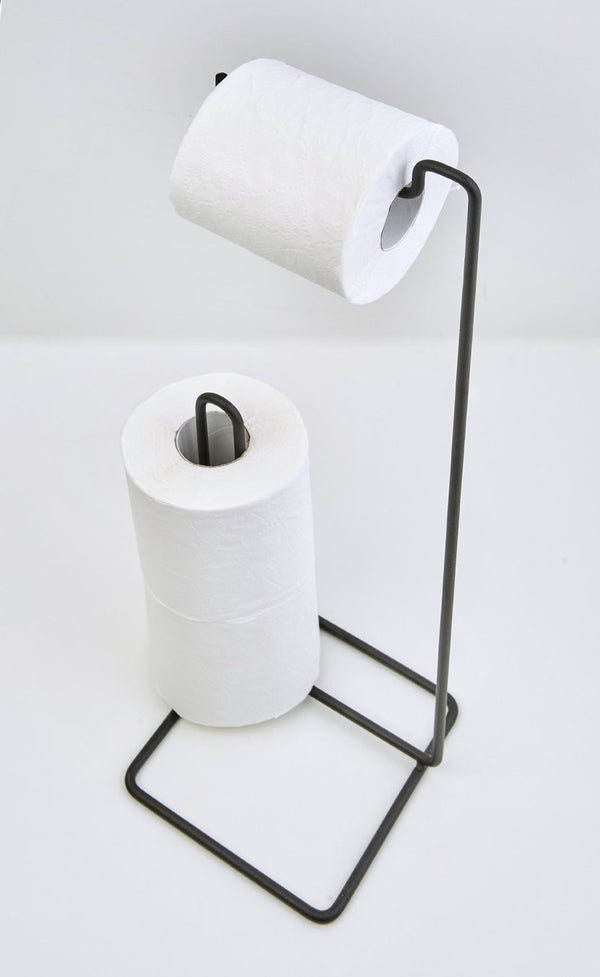 Toilet Roll Holder Stand (Square Design) Matt Black - Steelcraft